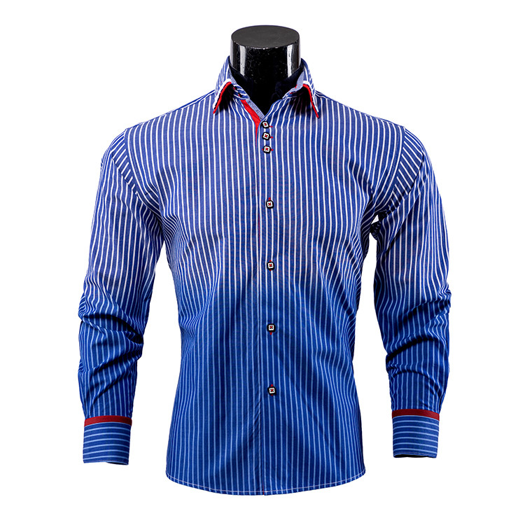 Yunfantex New Stripe Gradient Italian Fashion Double Collar Shirt Dress Shirt for Men 