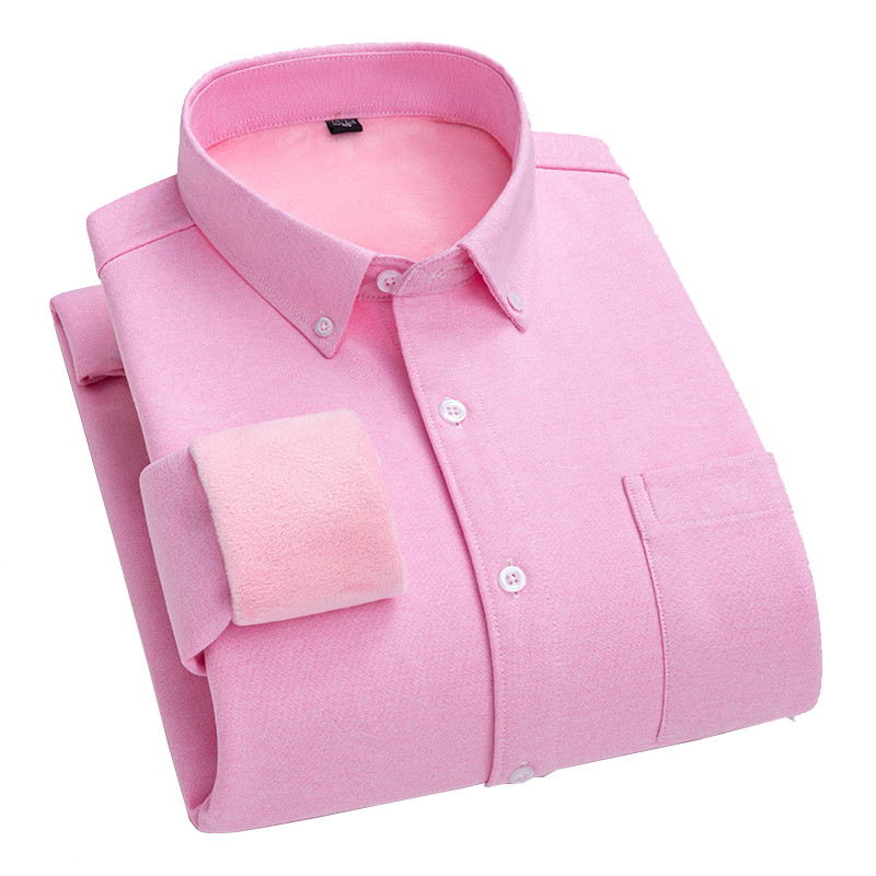Yunfantex New Autumn Winter Casual Long Sleeve Shirt Fleece-lined Thickened Oxford Shirt
