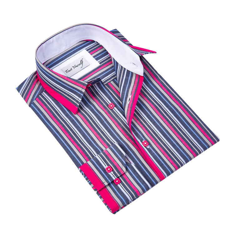 Yunfantex Wholesale Manufacture Vintage Stripe Men Long Sleeve Cotton Casual Shirt