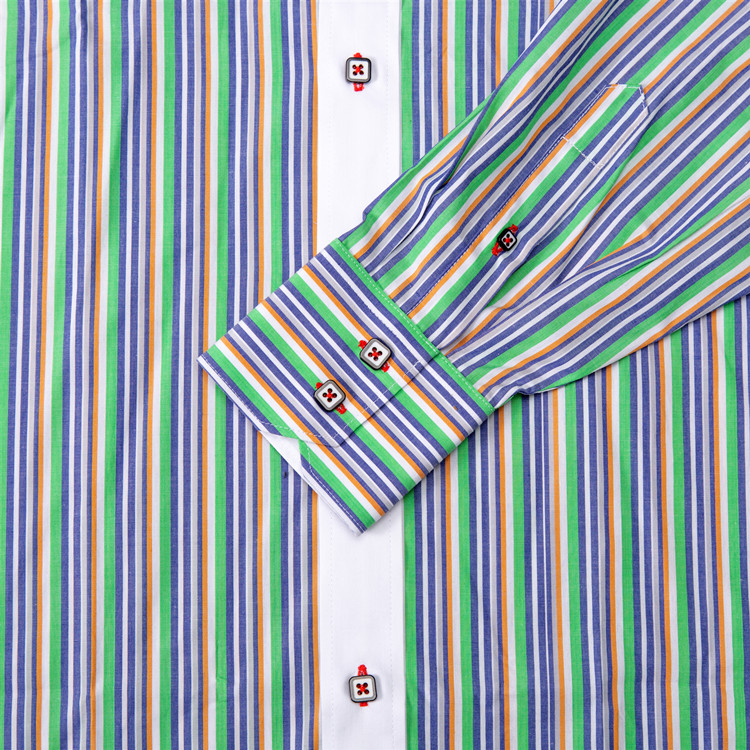 Yunfantex New Fashion Cotton Men Stripe Long Sleeve Shirt Double Collar Promotion Shirt 