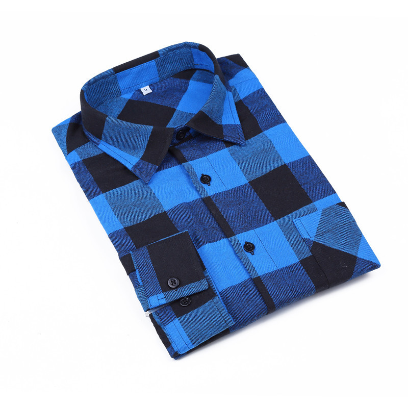 Yunfantex Top Quality 100% Cotton Flannel Brushed Plaid Man Long Sleeve Thick Shirt For Winter