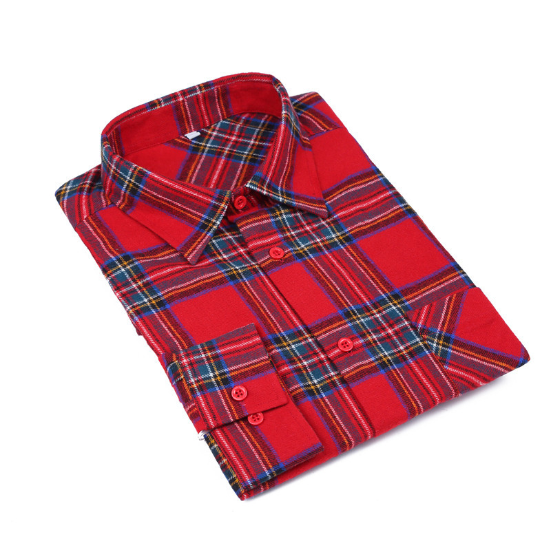 Yunfantex Long Sleeve Checked Flannel Shirt Autumn Winter Plaid Casual Shirts Fashion Male Shirts