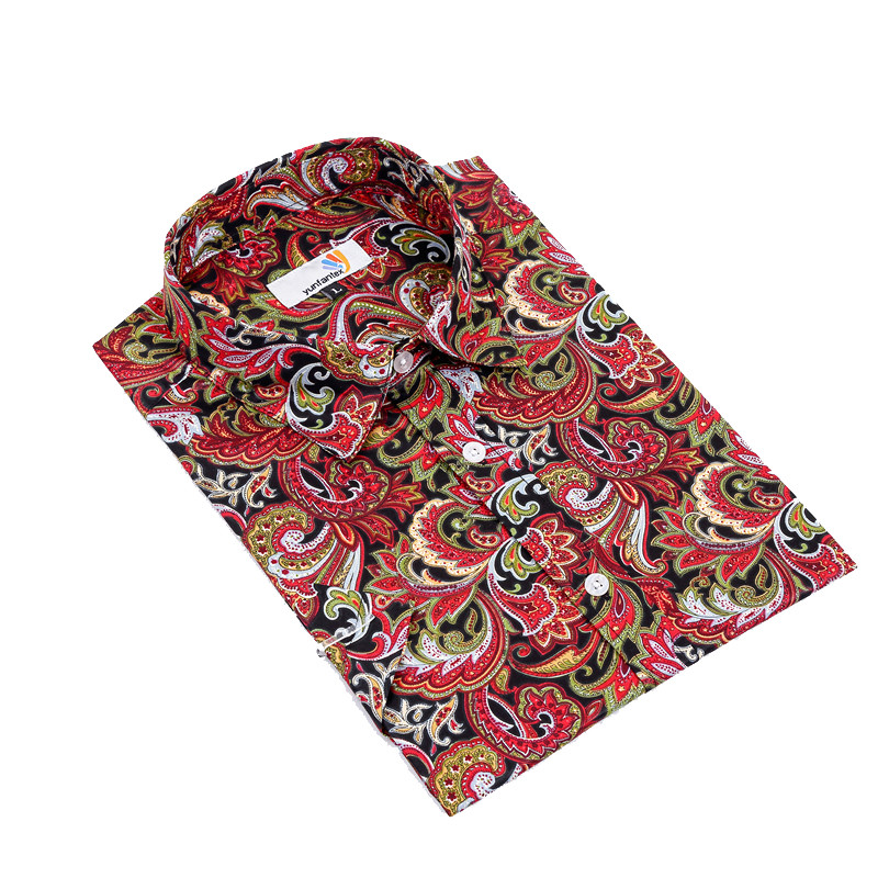 Yunfantex Custom Floral Printed Hawaiian Shirt For Man Short Sleeve Casual Cotton Shirt