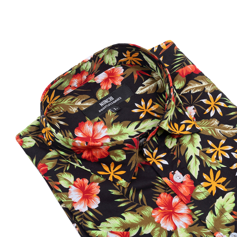 Yunfantex Custom Hawaiian Floral Casual High Quality Short Sleeve 100 Cotton Shirt