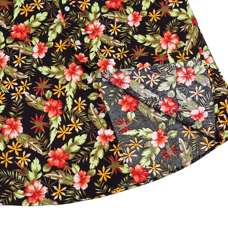 Yunfantex Custom Hawaiian Floral Casual High Quality Short Sleeve 100 Cotton Shirt