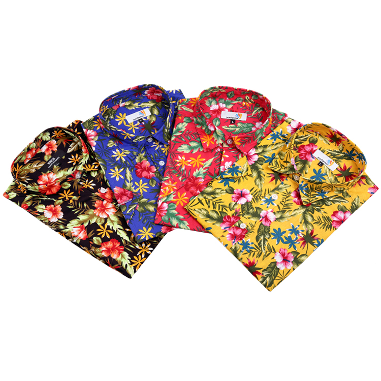 Yunfantex Custom Hawaiian Floral Casual High Quality Short Sleeve 100 Cotton Shirt