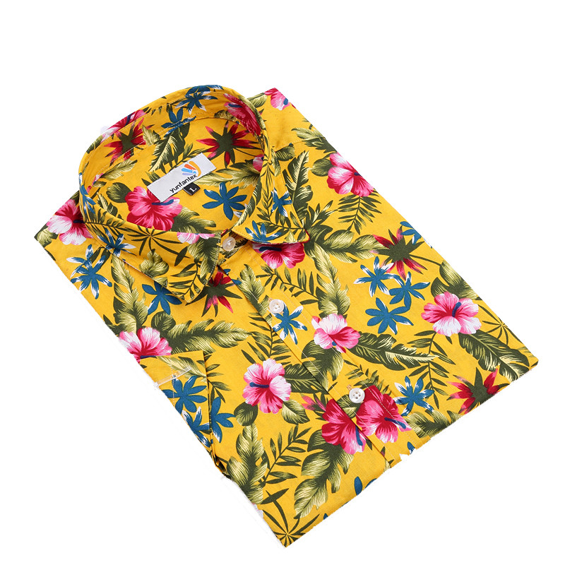 Yunfantex Latest Design Fashion Soft Poplin Cotton Flowers Cotton Printed Men Shirt Fabrics