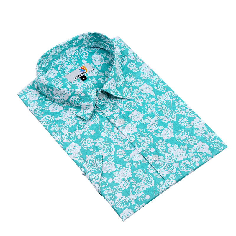 Yunfantex Summer Printed Hawaiian Short Sleeve Tops Blouse Beach Custom Shirts For Men