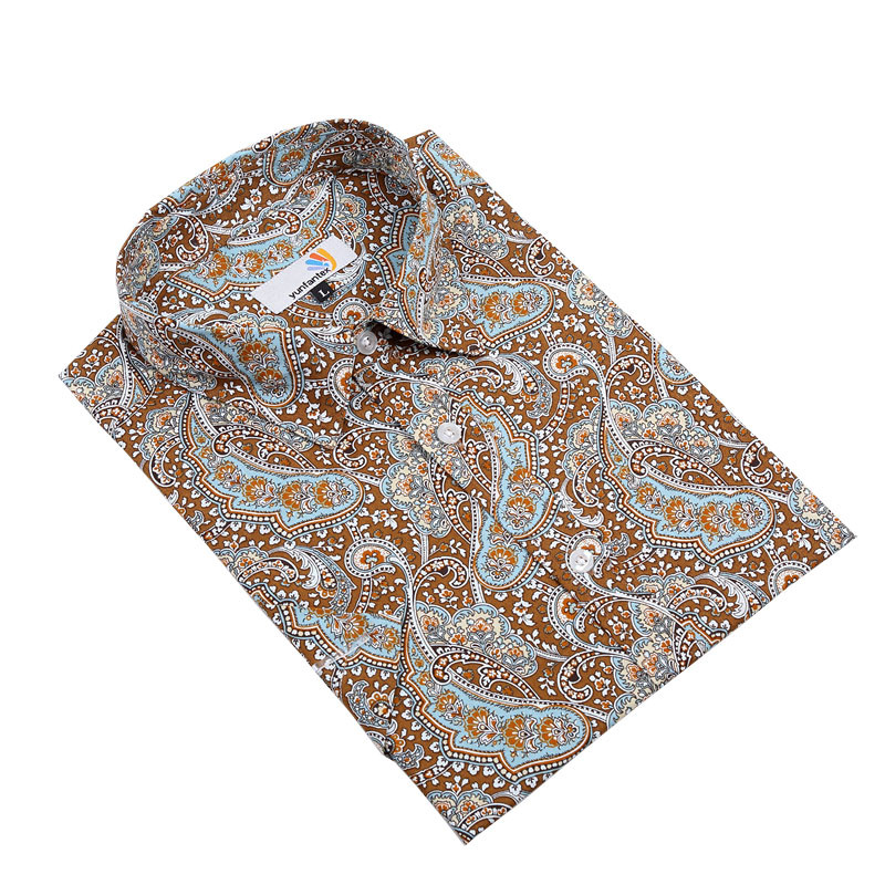 Yunfantex Printed Floral Paisley Print Short Sleeve Man Shirt Hawaiian Shirts For Men