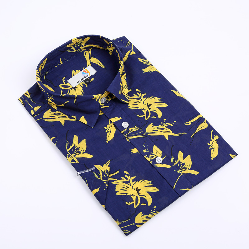 Yunfantex Digital Print Floral Shirt Fashion Custom Slim Fit Button Up Short Sleeve Shirts For Men