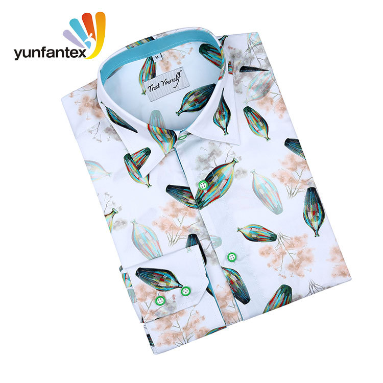 Yunfantex Wholesale Casual Spring Summer Hot Sales Thin Long Sleeve Shirt Print Men's Shirts