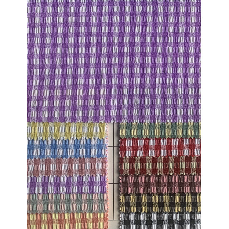 Yunfantex Popular Fabric Textile Men's Shirt Clothing Shirting Cotton Check Crepe Seersucker Fabric