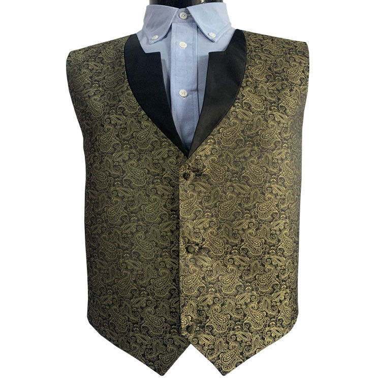 Yunfantex High Quality Formal Business Vest Suits Woven Custom Paisley Polyester Waistcoats Vest for Men Yunfantex High Quality Formal Business Vest Suits Woven Custom Paisley Polyester Waistcoats Vest for Men