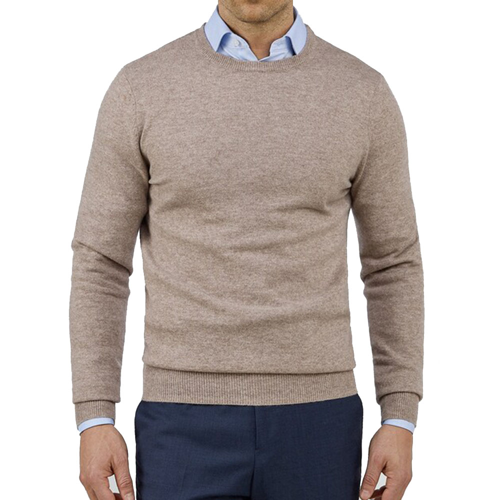 Yunfantex Men Crew-Neck Sweater Cashmere Knitwear Winter Wool Knitted Pullover Sweater