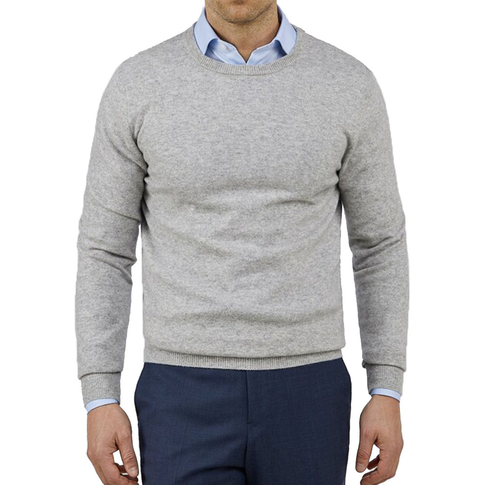 Yunfantex Men Crew-Neck Sweater Cashmere Knitwear Winter Wool Knitted Pullover Sweater