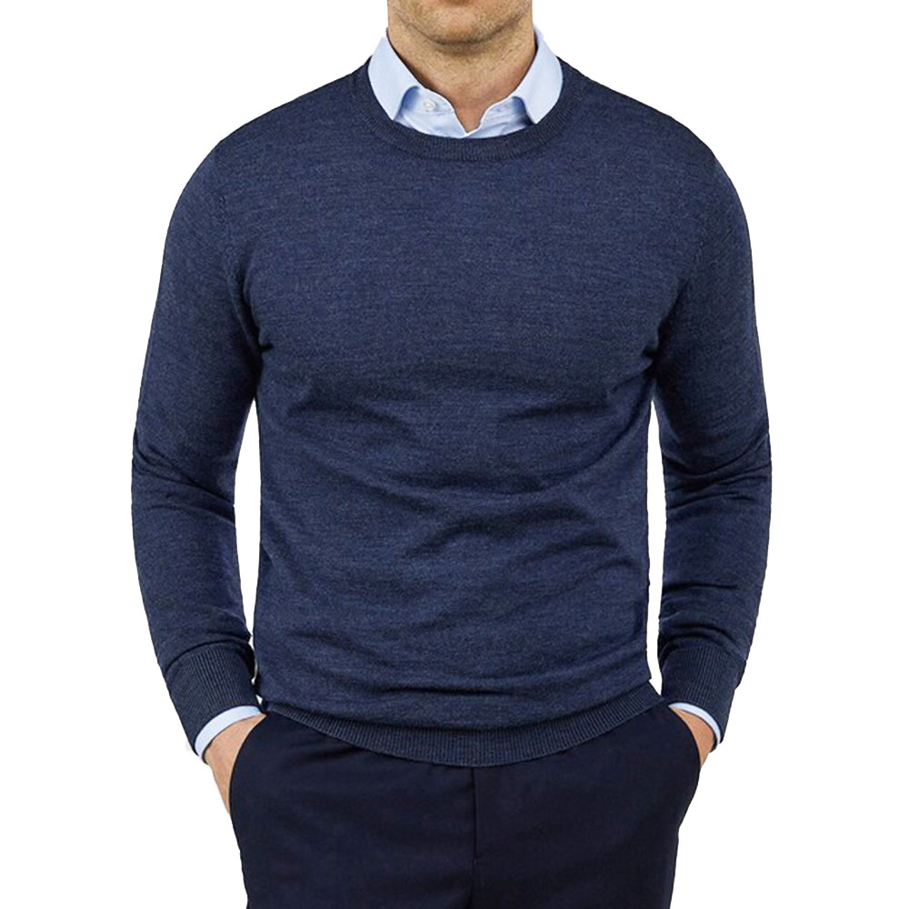 Yunfantex Men Crew-Neck Sweater Cashmere Knitwear Winter Wool Knitted Pullover Sweater