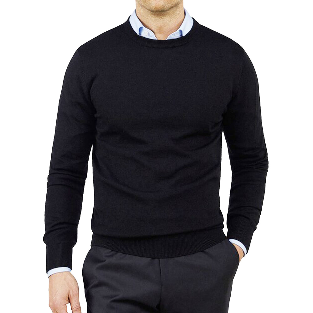 Yunfantex Men Crew-Neck Sweater Cashmere Knitwear Winter Wool Knitted Pullover Sweater