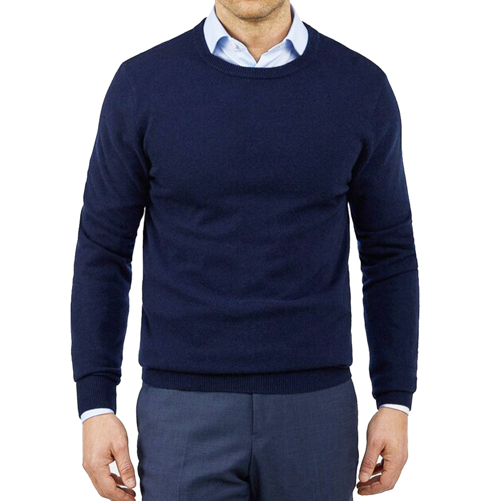 Yunfantex Men Crew-Neck Sweater Cashmere Knitwear Winter Wool Knitted Pullover Sweater