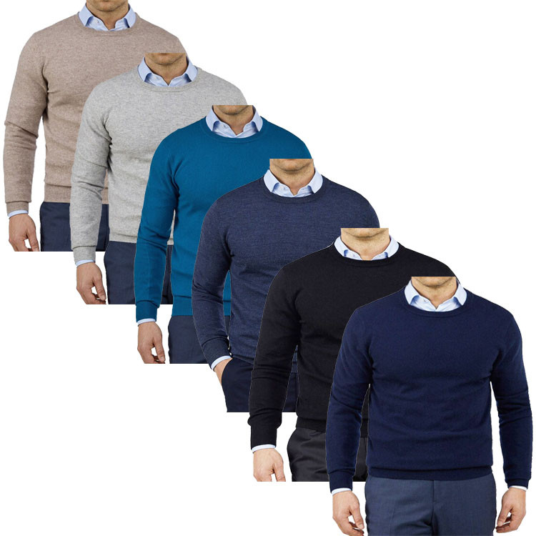 Yunfantex Men Crew-Neck Sweater Cashmere Knitwear Winter Wool Knitted Pullover Sweater Yunfantex Men Crew-Neck Sweater Cashmere Knitwear Winter Wool Knitted Pullover Sweater