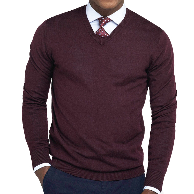 Yunfantex New Style Mens Warm Wool Sweaters V-neck Pullover Sweater