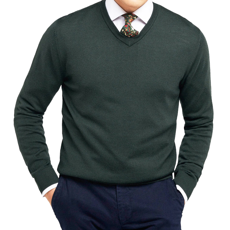 Yunfantex New Style Mens Warm Wool Sweaters V-neck Pullover Sweater