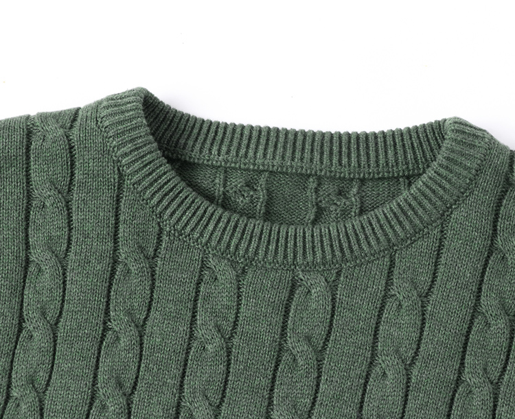 Yunfantex Autumn & Winter Mens Twisted Knitted Sweaters Long Sleeve Cotton Crew Neck Knitwear