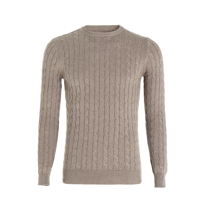 Yunfantex Autumn & Winter Mens Twisted Knitted Sweaters Long Sleeve Cotton Crew Neck Knitwear