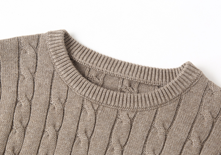 Yunfantex Autumn & Winter Mens Twisted Knitted Sweaters Long Sleeve Cotton Crew Neck Knitwear