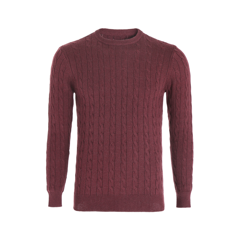 Yunfantex Autumn & Winter Mens Twisted Knitted Sweaters Long Sleeve Cotton Crew Neck Knitwear