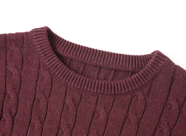 Yunfantex Autumn & Winter Mens Twisted Knitted Sweaters Long Sleeve Cotton Crew Neck Knitwear