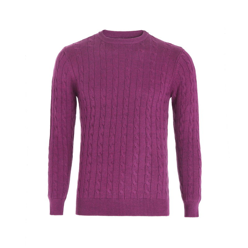 Yunfantex Autumn & Winter Mens Twisted Knitted Sweaters Long Sleeve Cotton Crew Neck Knitwear