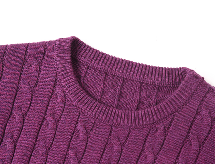 Yunfantex Autumn & Winter Mens Twisted Knitted Sweaters Long Sleeve Cotton Crew Neck Knitwear