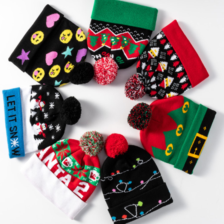 Yunfantex New Winter Acrylic Fashion Knitted Christmas Hat Cap For Adults