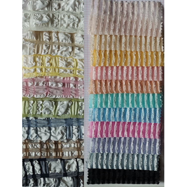 Yunfantex Woven Seersucker Fabric Crepe Yarn Dyed Plaid and Stripe Fabrics for Shirts