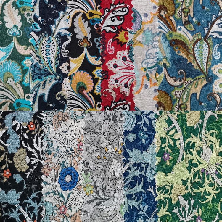 Yunfantex Soft Paisley Flower Printed Woven Cotton Poplin Fabric for Clothes Shorts