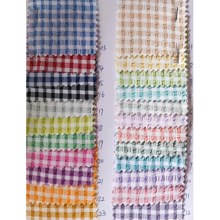 Yunfantex New  Seersucker Fabric Lightweight Yarn Dyed Check Fabric For Colorful Shirts