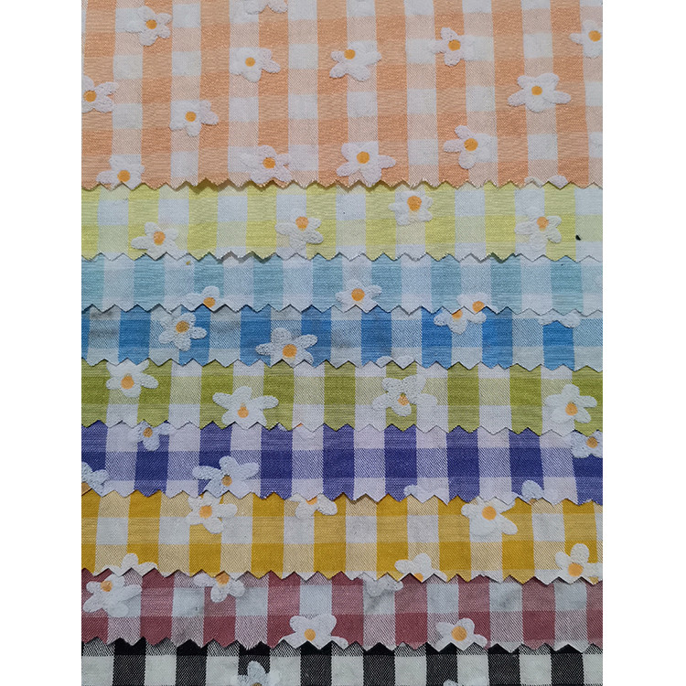 Yunfantex New Fabric Daisy Flower Digital Printed Check Cotton Fabric For Shirt Skirt