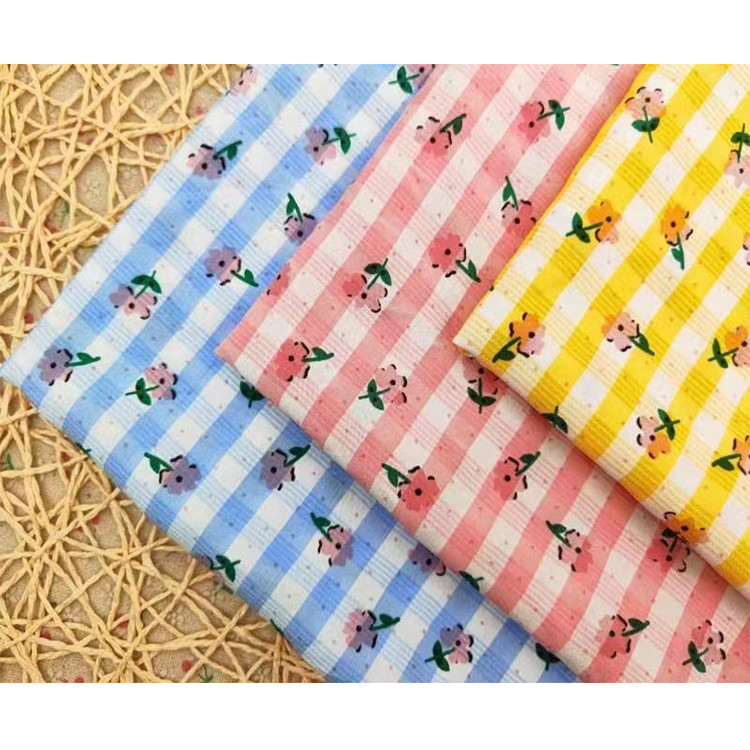 Yunfantex Hot Selling Multi Colors Plaid Base Fashion Floral Embossed Check Dress Fabric