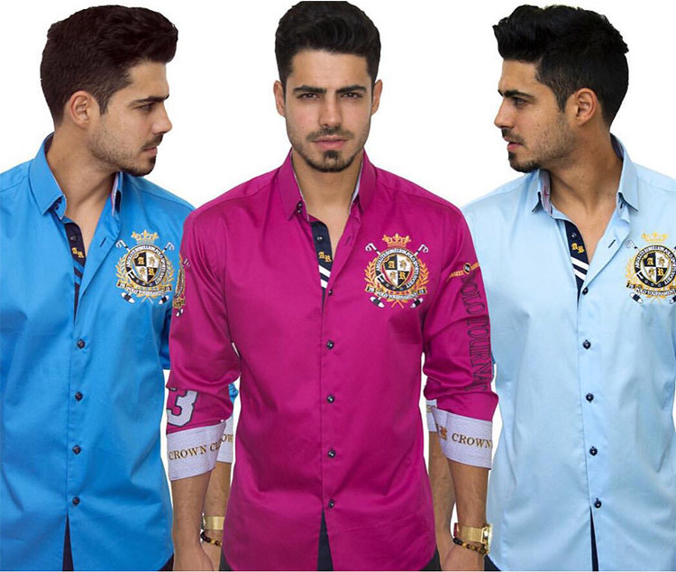 1.jpg Yunfantex Mens Long Sleeve Cotton Shirts Mens Vintage Embroidered Formal Shirts For Men