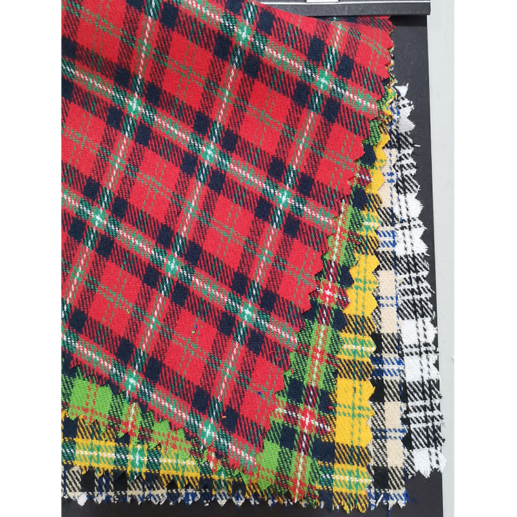 Yunfantex Cotton Yarn Dyed Flannel  Brushed Cheap Twill Check Plaid Shirting Fabric