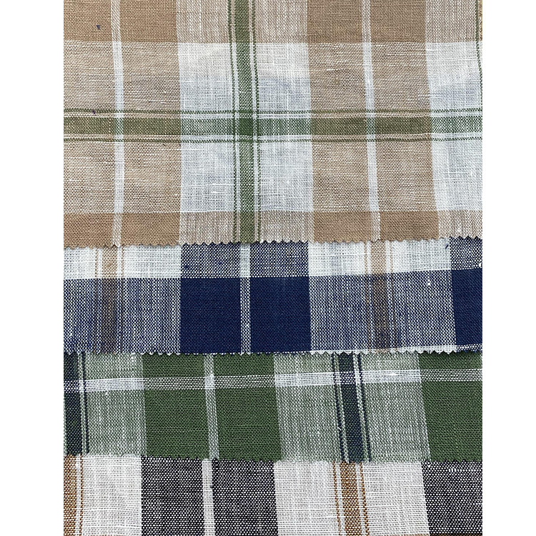 Yunfantex Wholesale Linen Check Yarn Dyed Gingham Fabric for Shirt Dress 