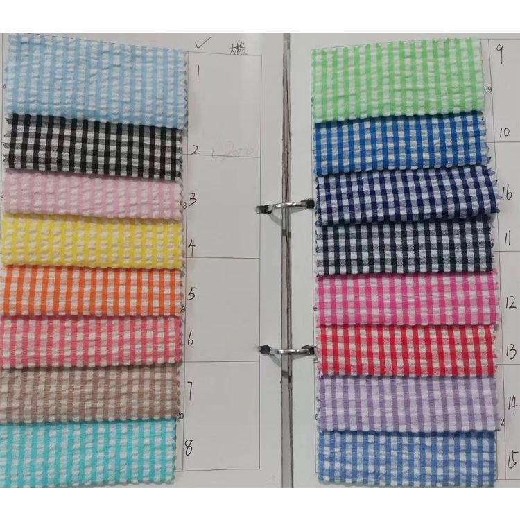 Yunfantex Cotton Striped Fabrics Spring Summer Seersuck Plaid Fabrics Dress Shirt Seersucker