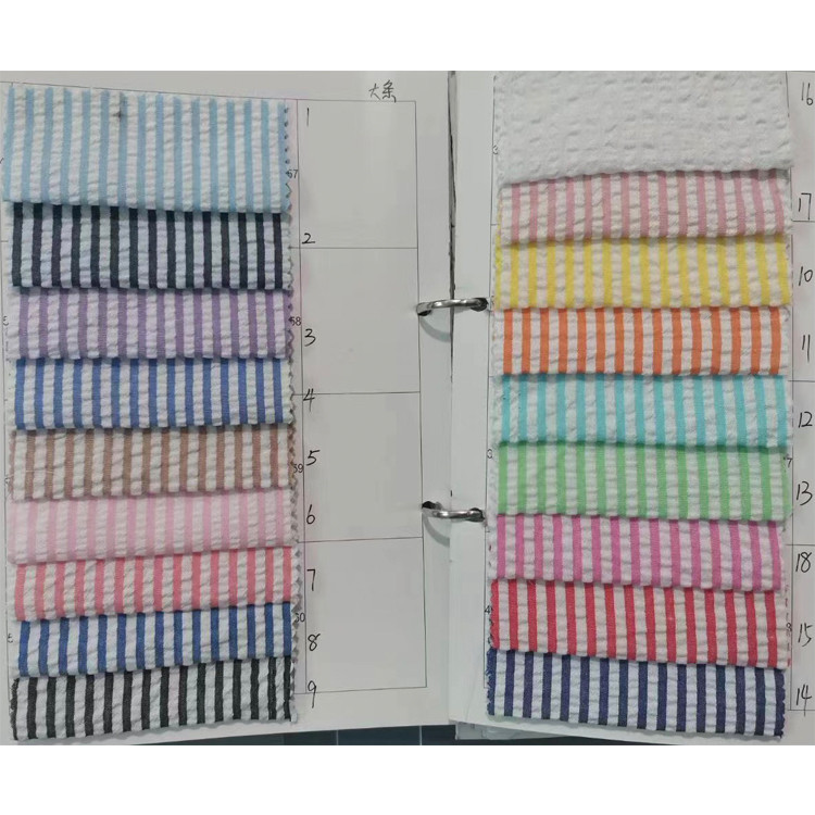 Yunfantex Cotton Striped Fabrics Spring Summer Seersuck Plaid Fabrics Dress Shirt Seersucker