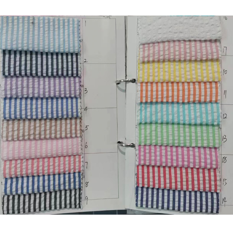 Yunfantex Cotton Striped Fabrics Spring Summer Seersuck Plaid Fabrics Dress Shirt Seersucker