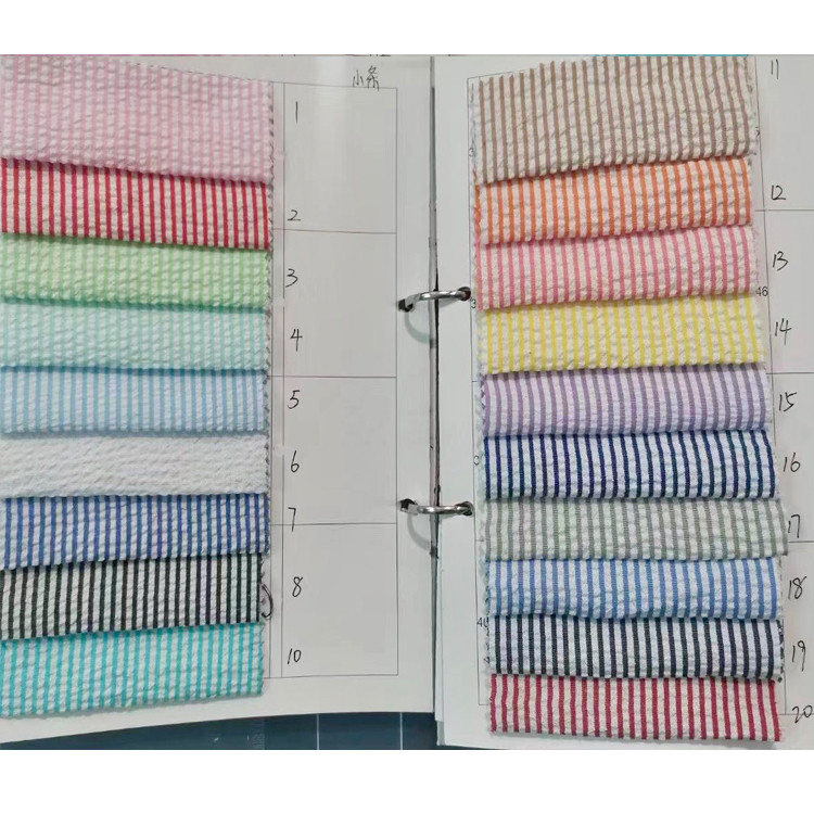 Yunfantex Cotton Striped Fabrics Spring Summer Seersuck Plaid Fabrics Dress Shirt Seersucker