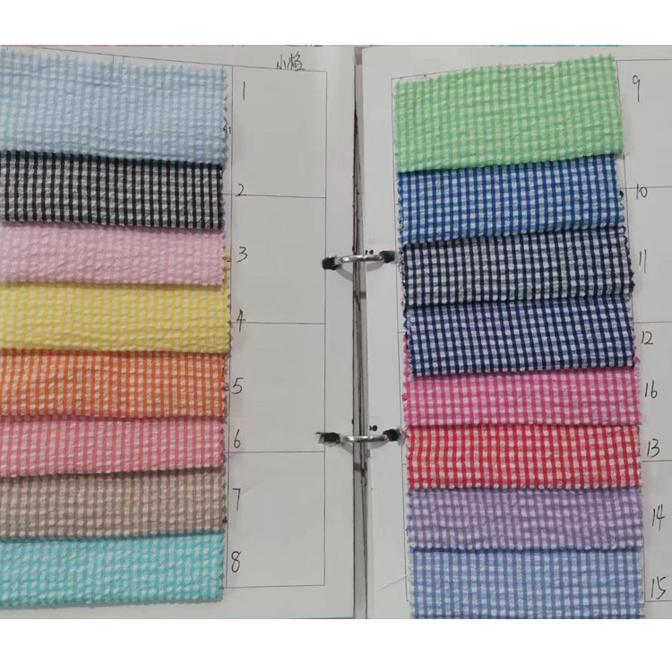 Yunfantex Cotton Striped Fabrics Spring Summer Seersuck Plaid Fabrics Dress Shirt Seersucker