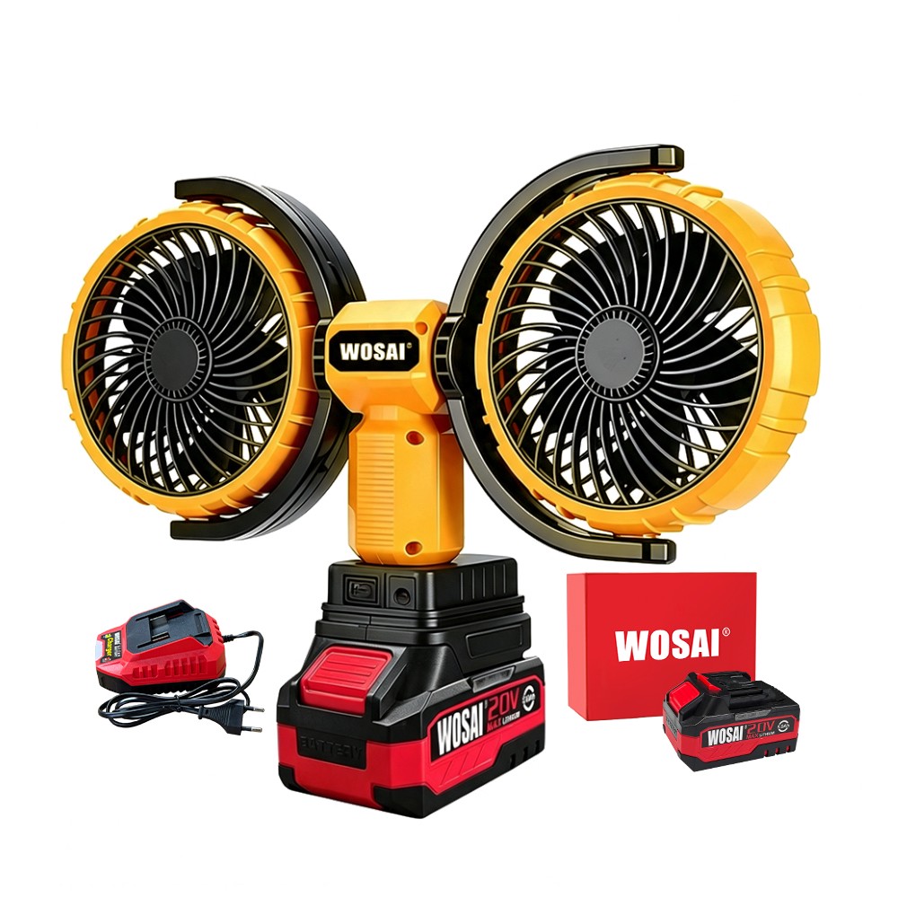 20V Cordless Brushless Dual-Head Rechargeable Fan