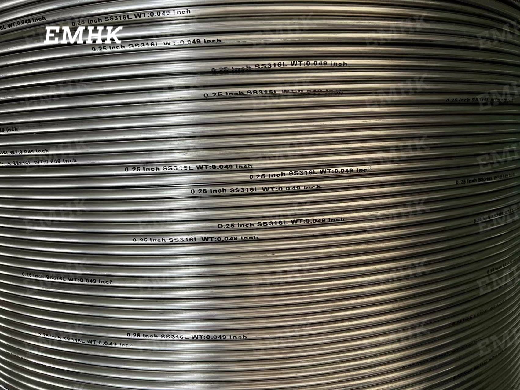 304 Stainless steel welded coiled tubings 3/8
