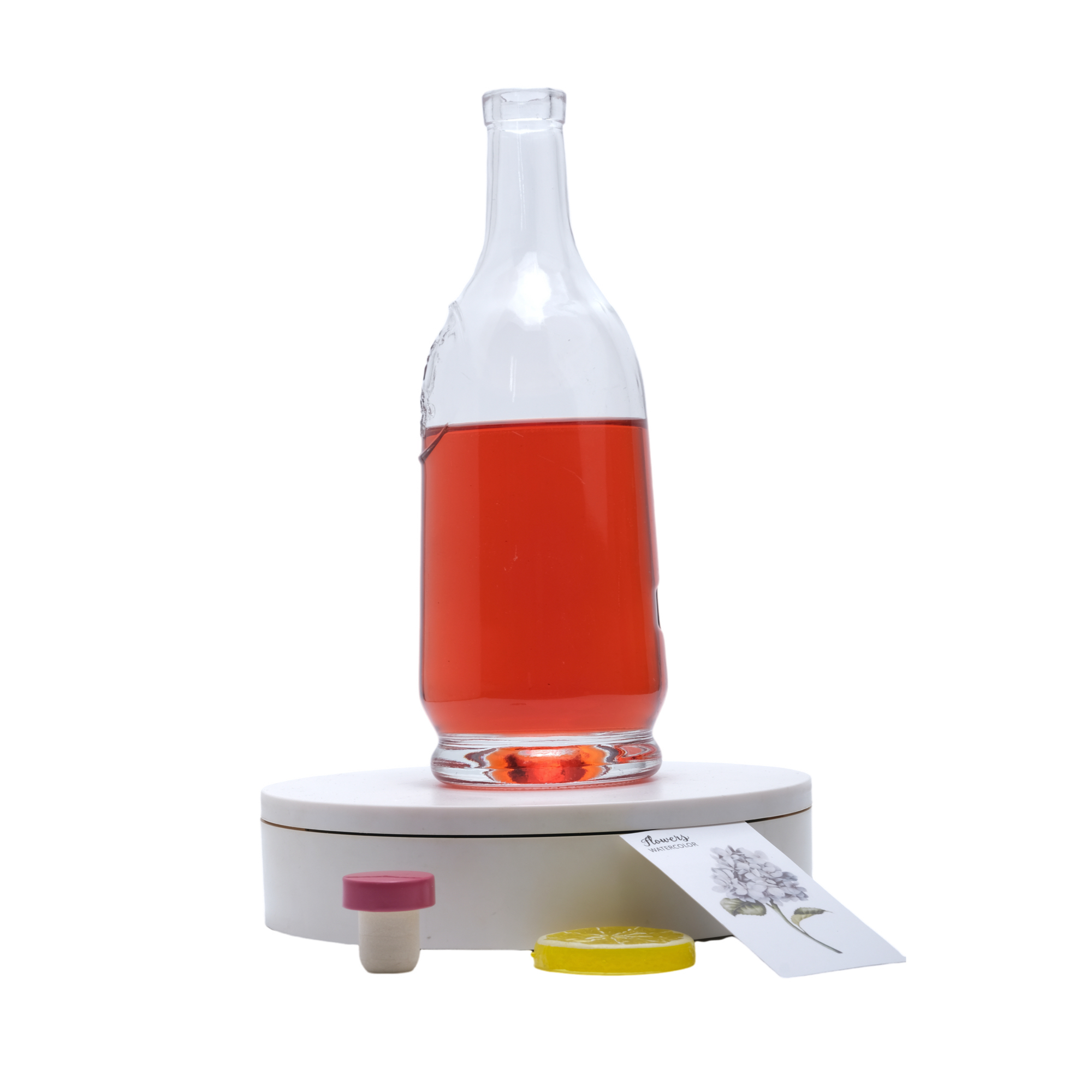 Custom-designed label for luxurious crystal glass square whisky bottle, 750m