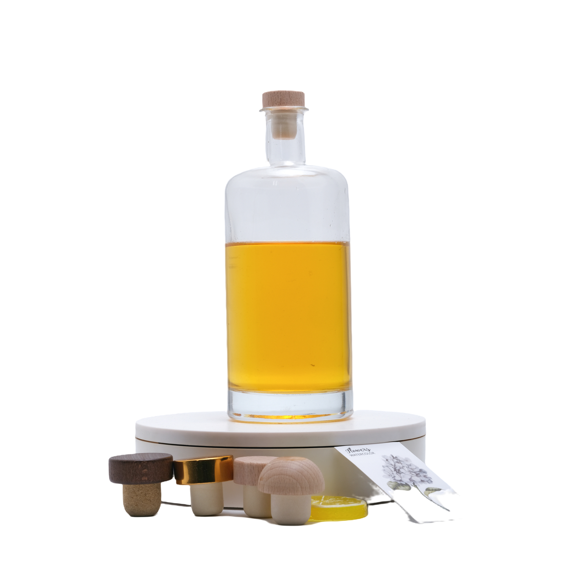 Custom-designed label for luxurious crystal glass square whisky bottle, 750m